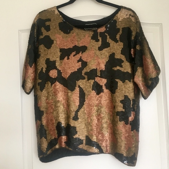 Vintage Full Sequin Silk Blouse Jean for Joseph blouse top Women’s Medium - Picture 1 of 8